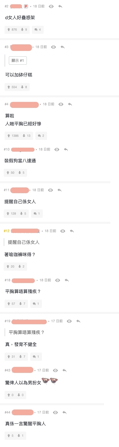 網民留言討論:「戴左俾人感覺你係有胸」