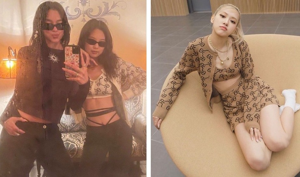 Jennie 同隊成員兼好友的 Rosé 也曾經和她穿過同一套 ROKH 的針織 Crop Top!