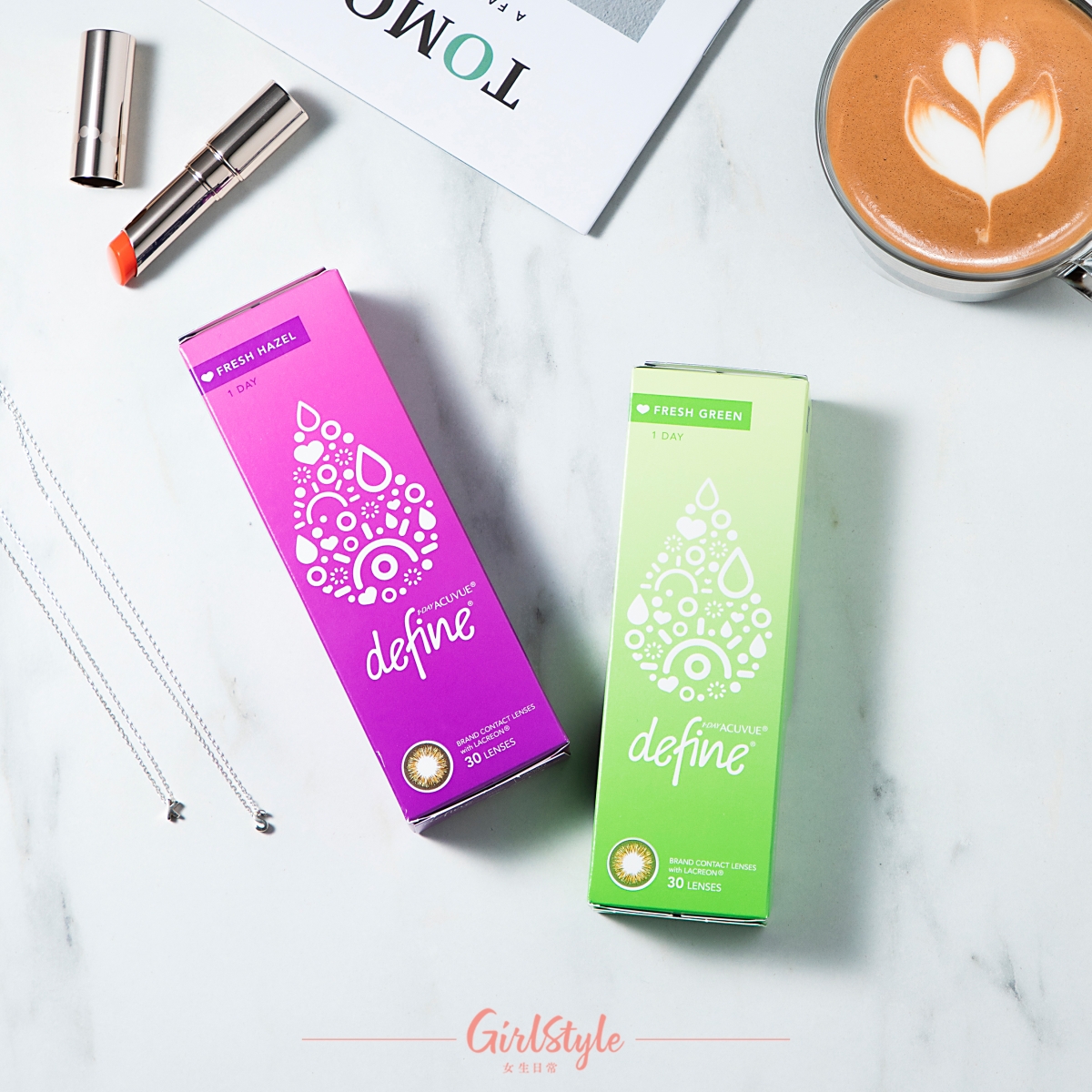 ACUVUE® Define Fresh新登場森系綠+琥珀榛，絕美工匠手繪花紋超吸引！