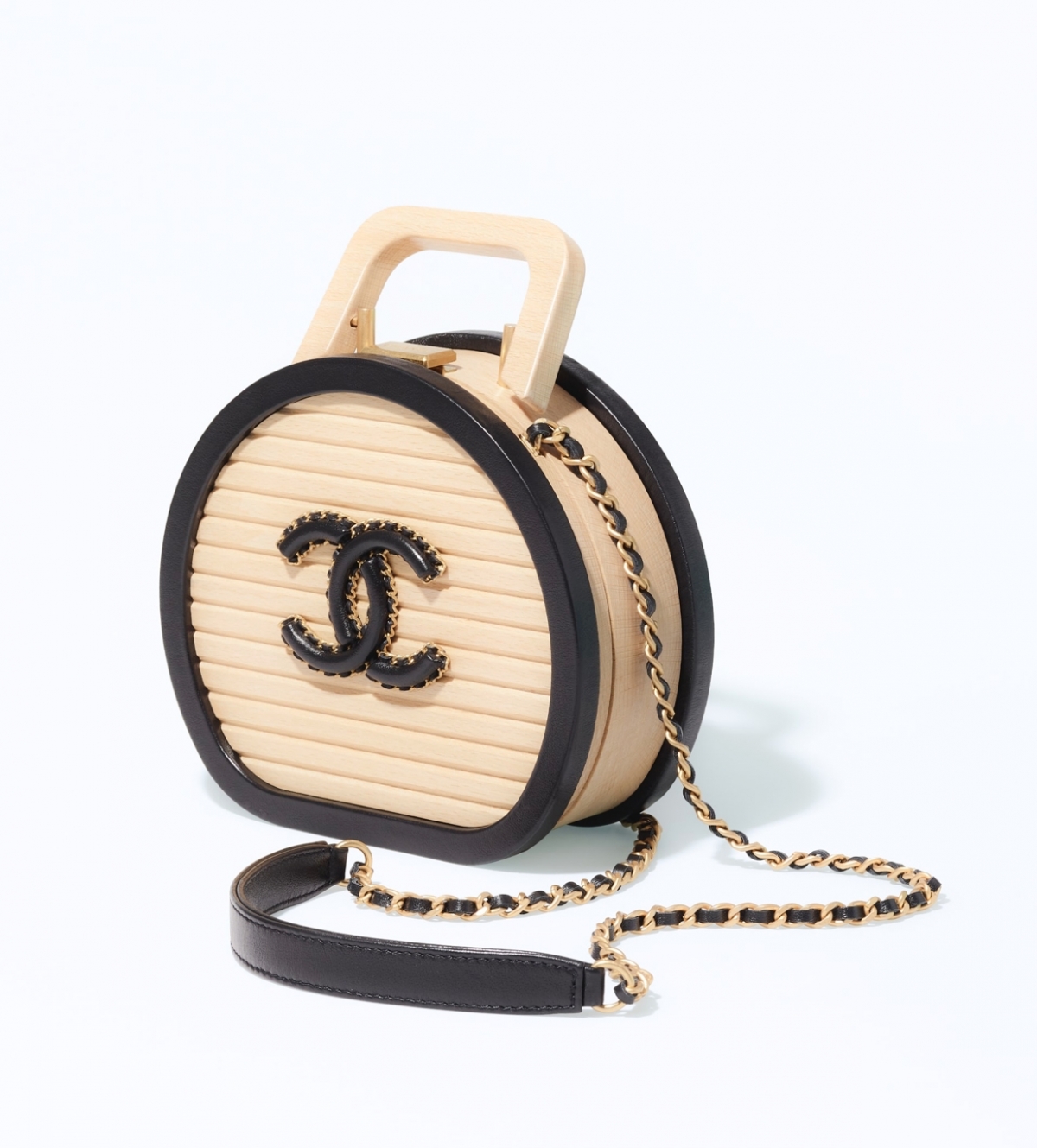 Chanel 木製小圓餅鏈條包 手工超精美