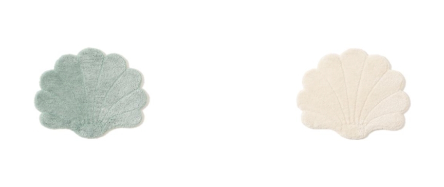 Francfranc 淺綠、米色貝殼形地墊。