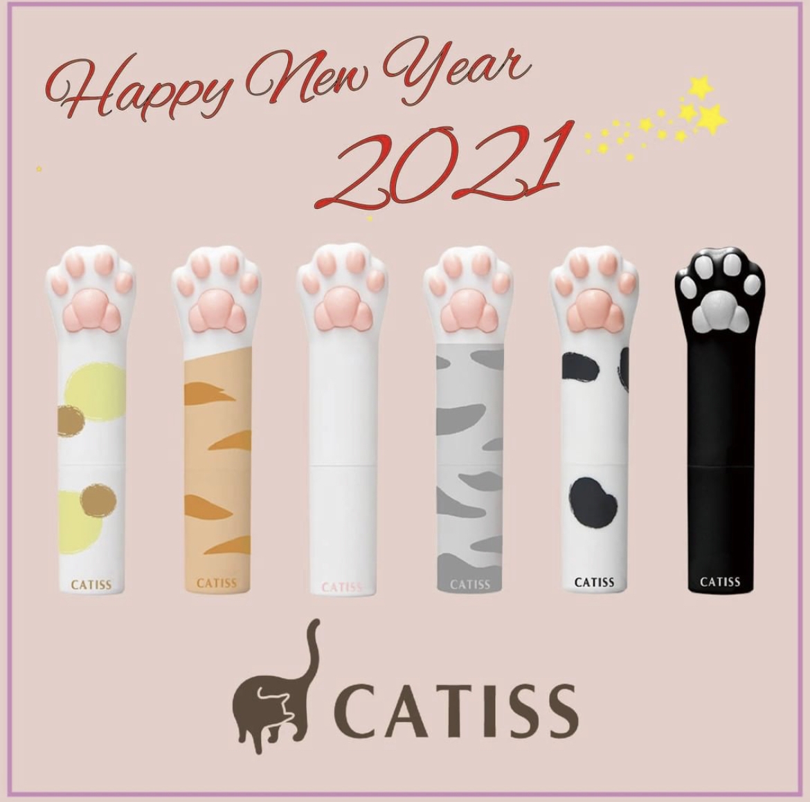 圍繞貓咪為主題的台灣品牌Catiss亦推出一系列超可愛的貓掌潤唇膏!