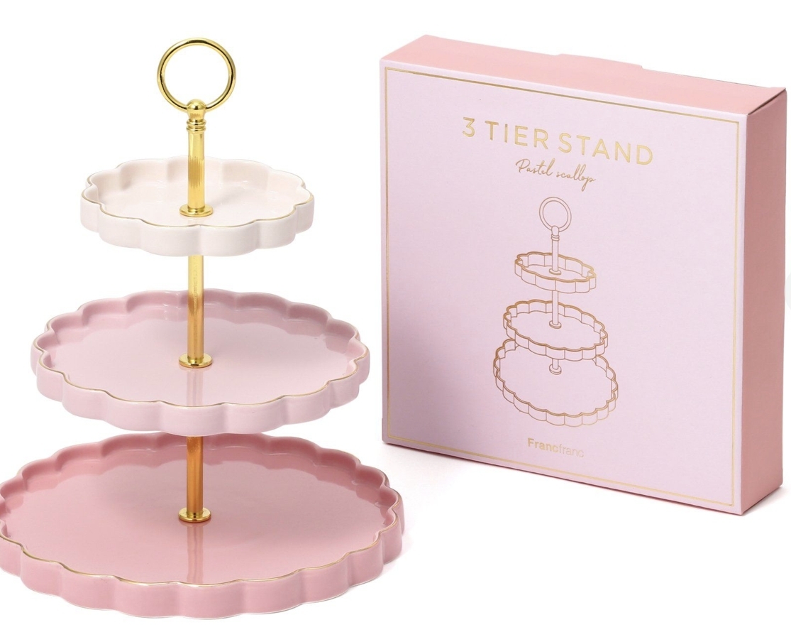 Francfranc Pastel Scallop Stand 3Tier Pink.