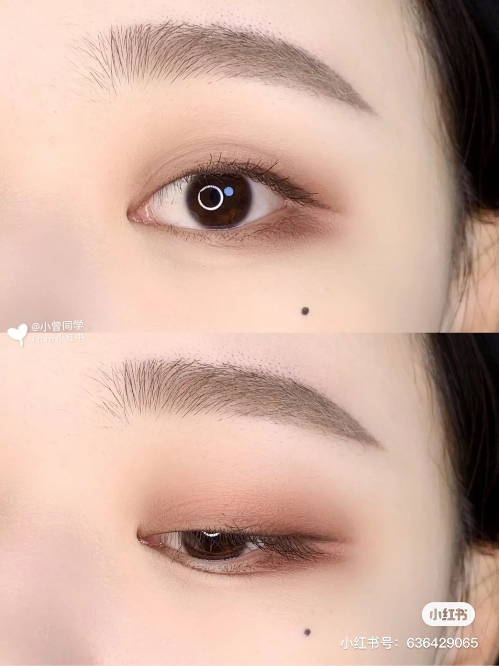 使用深棕色眼影來填補三角區域。