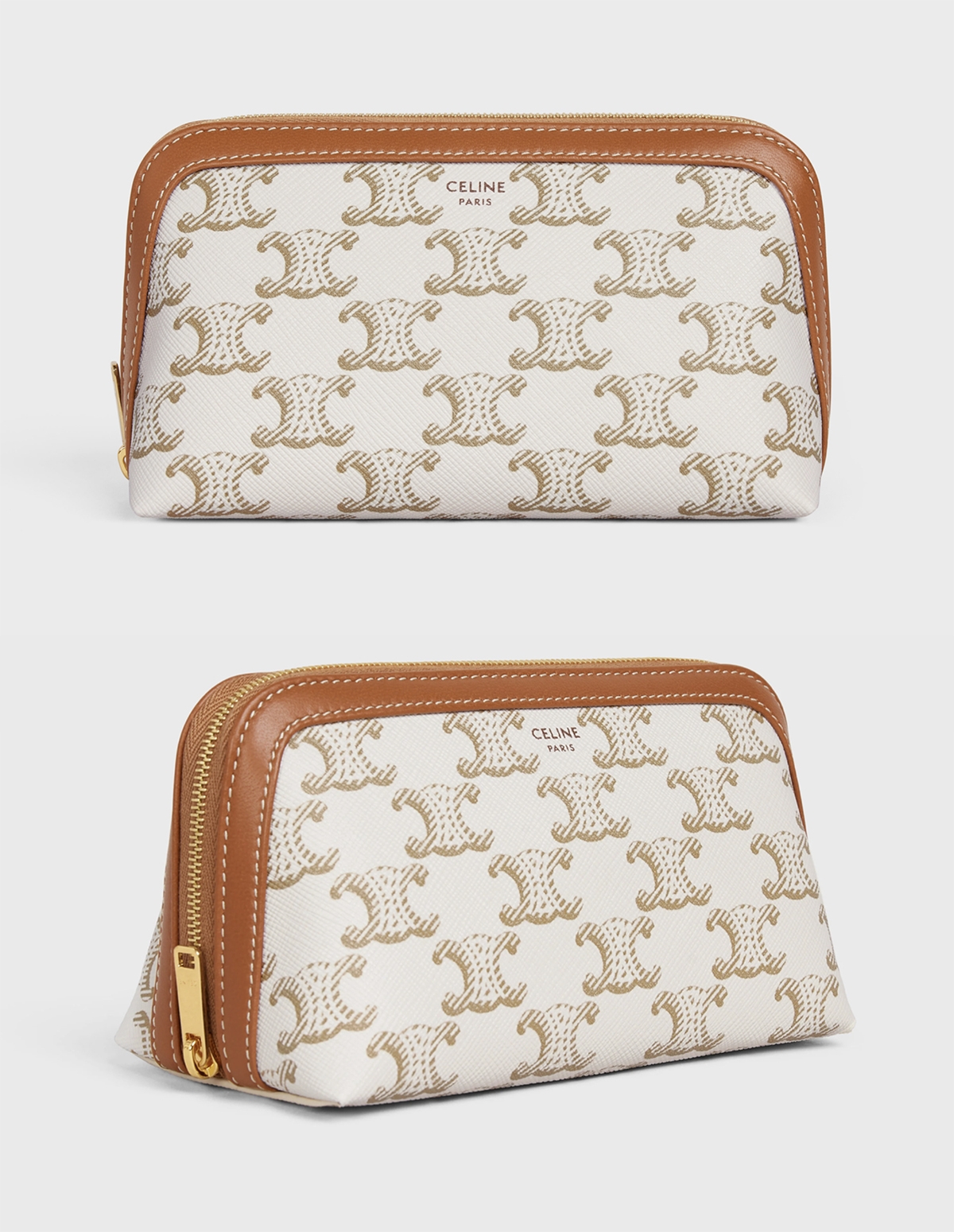 CELINE TRIOMPHE 帆布及羊皮化妝包