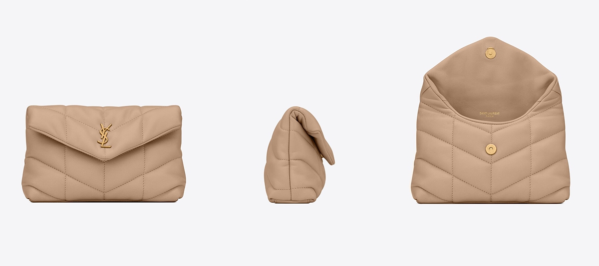SAINT LAURENT PUFFER SMALL POUCH IN QUILTED LAMBSKIN