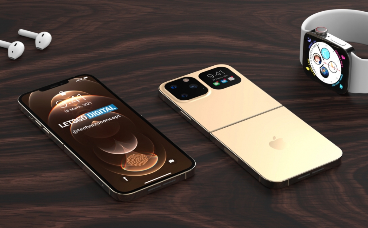 打開後的iPhone Flip正面其實跟現行的iPhone12、iPhone13一樣!