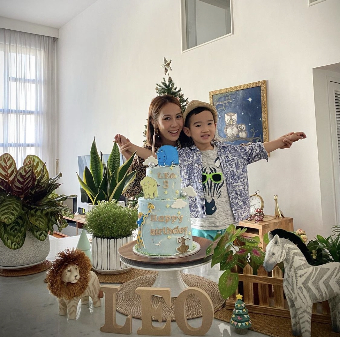 曹敏莉在IG分享為細仔Leo慶祝5歲生日的照片!