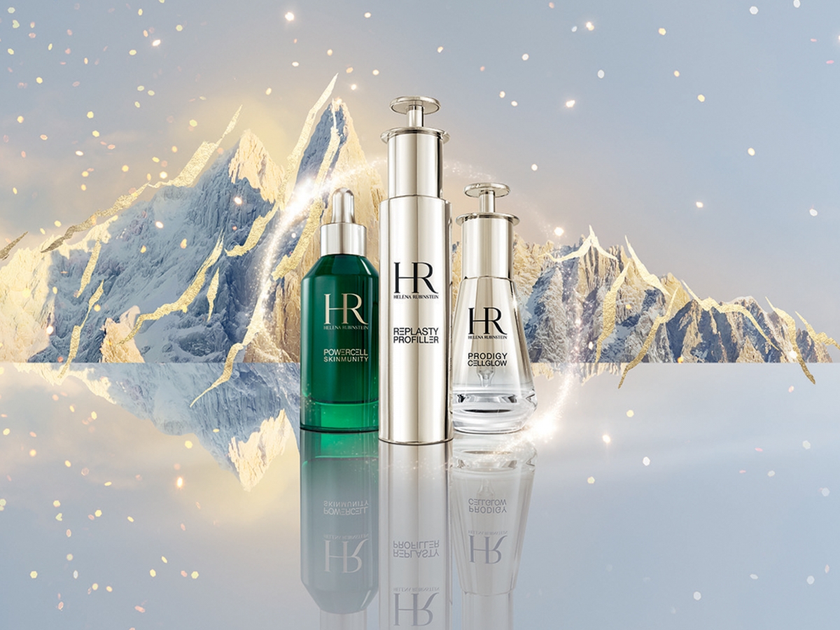 Helena Rubinstein 3大皇牌奢養精華— 「小綠瓶」POWERCELL植物幹細胞再生基底精華露、「小針管」REPLASTY抗皺緊緻精華及CELLGLOW極致晶瑩活膚精華。