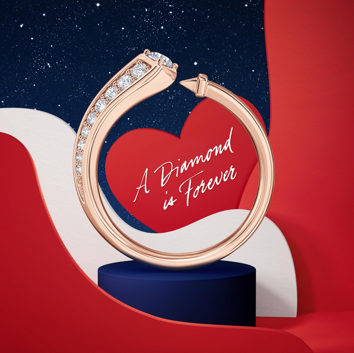 Forevermark Avaanti®系列設計就像大海捲起不息的波濤，牽起無盡的愛。