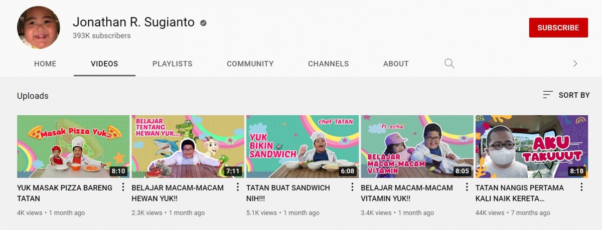他的Youtube