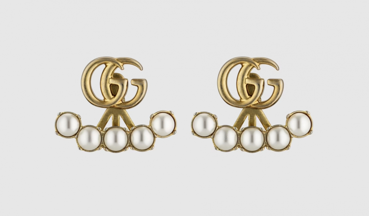 Gucci 珍珠雙G耳環(HK$4,900)
