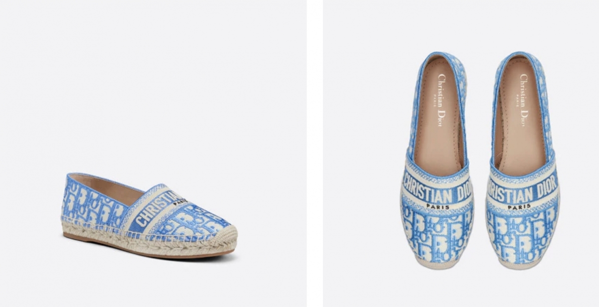 Dior Granville 麻底帆布鞋同樣以矢車菊藍刺繡棉製成