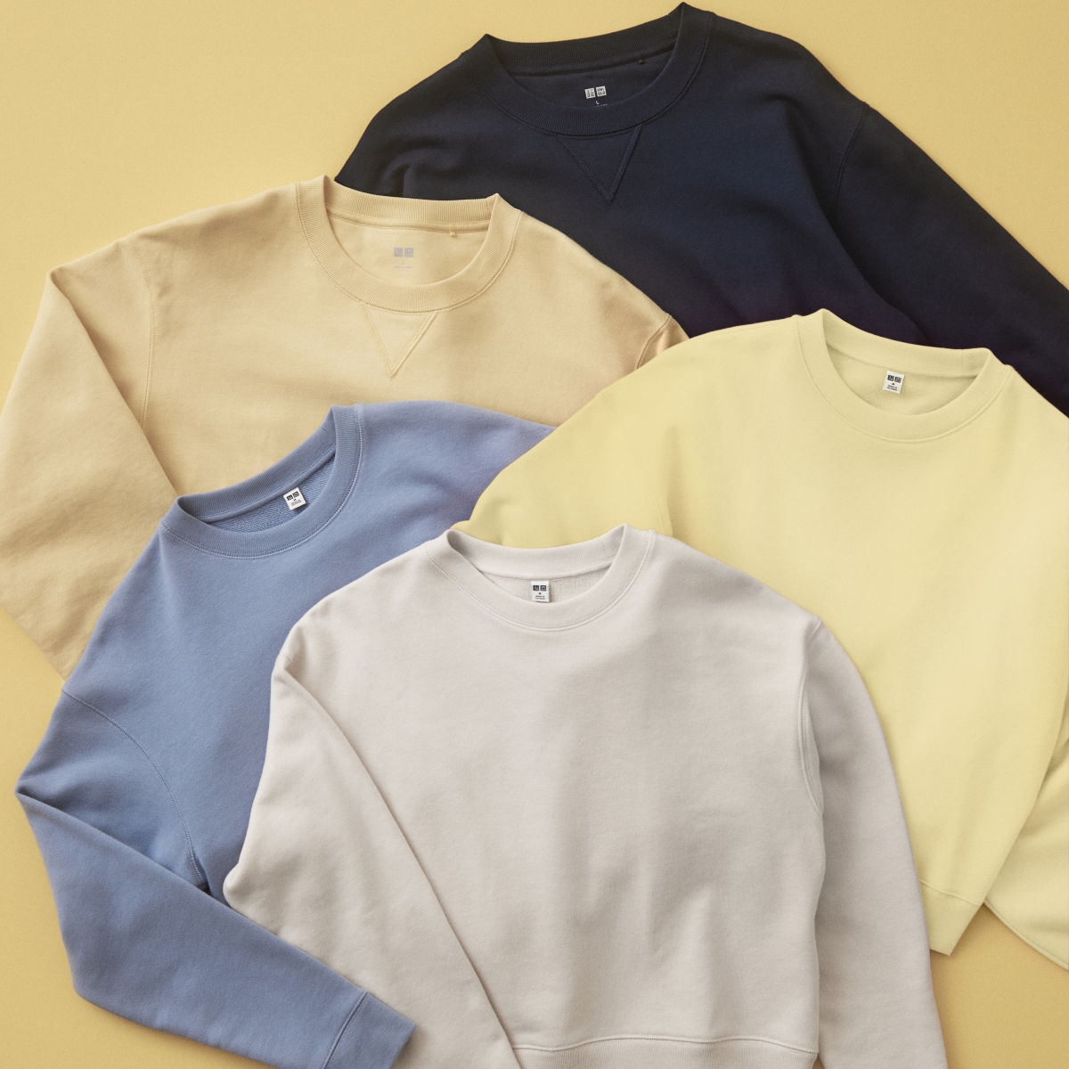 圓領短身衛衣[長袖]（深藍色、淺啡色、淺黃色、淺藍色及白色）各$99