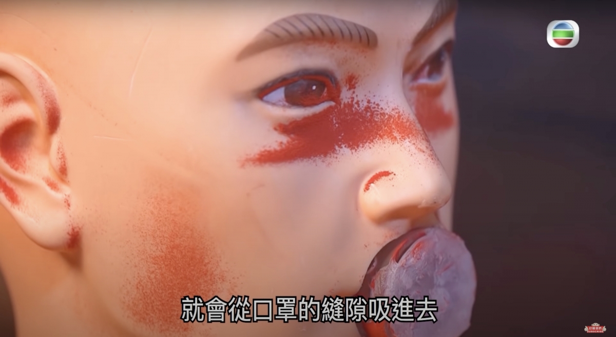 湯兆昇博士在節目中與主持利用裝置測試,模擬人的呼吸
