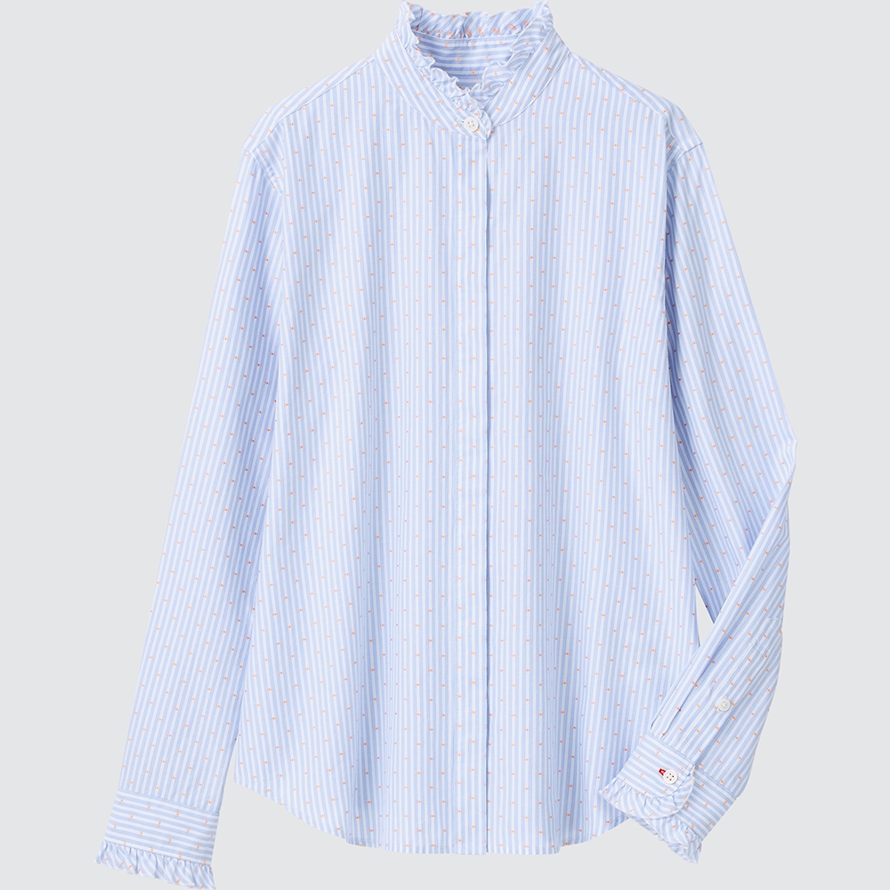 UNIQLO X INES DE LA FRESSANGE IDLF棉質荷葉領恤衫(長袖)