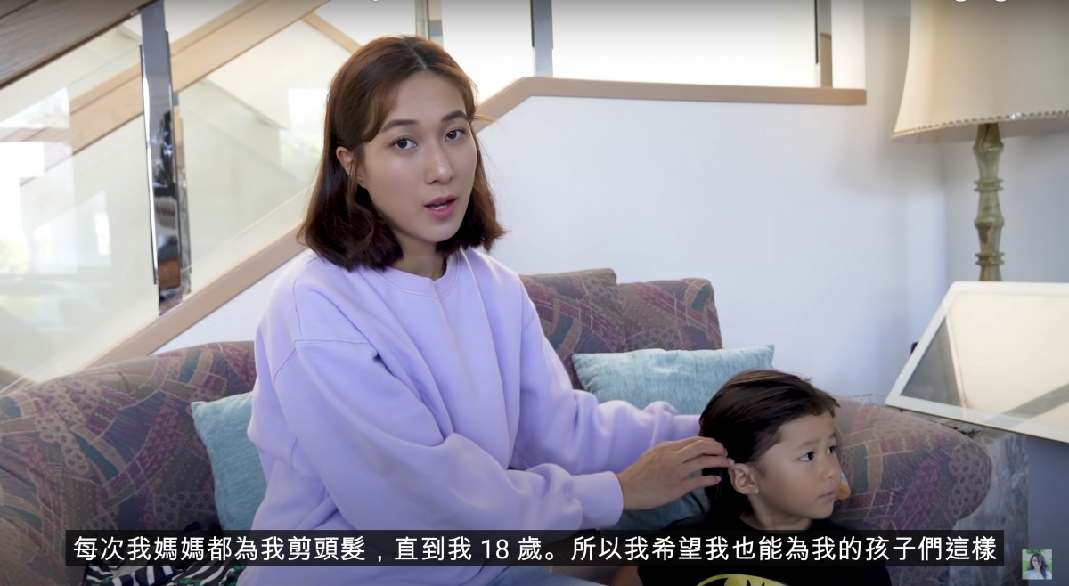 最後,鍾嘉欣解釋親自幫囝囝剪頭髮的原因
