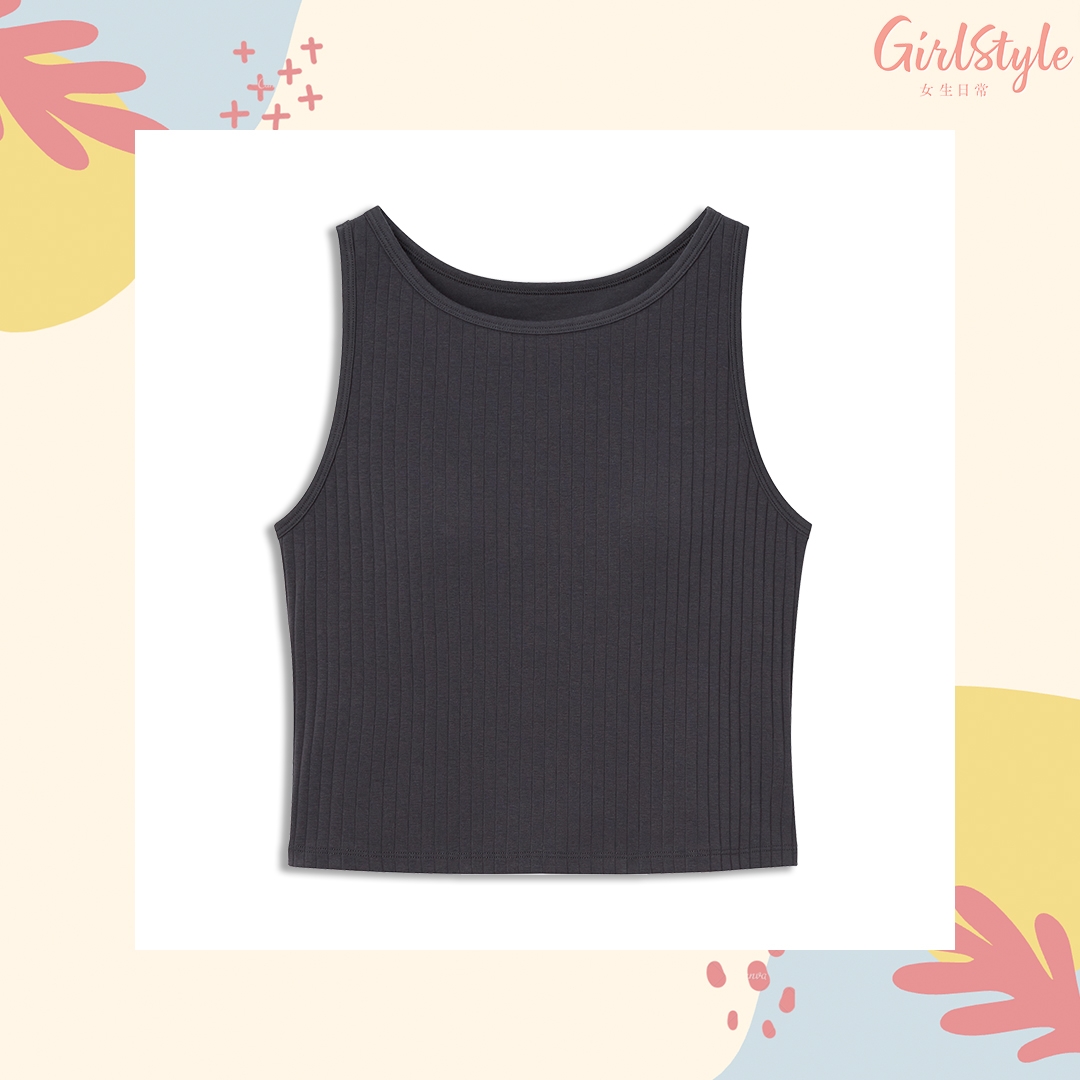 短身背心[附胸墊]（深灰色）$149
