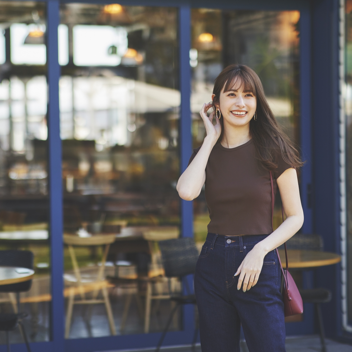 羅紋短身T恤[短袖]（啡色）$79