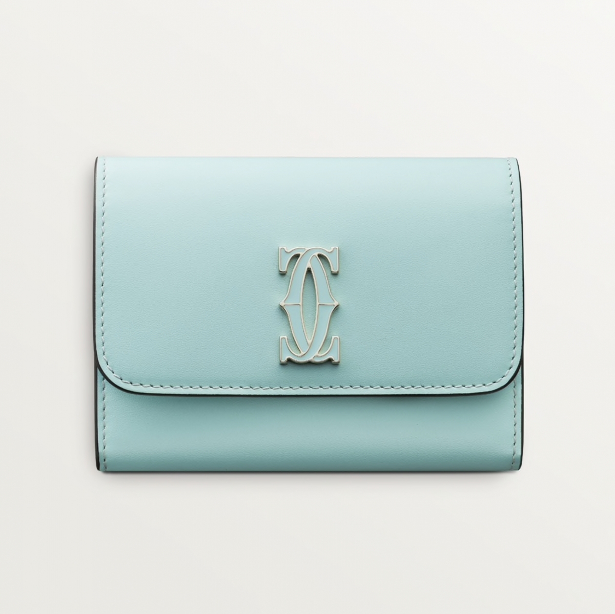 DOUBLE C DE CARTIER 薄荷綠色小牛皮銀包 (迷你款)