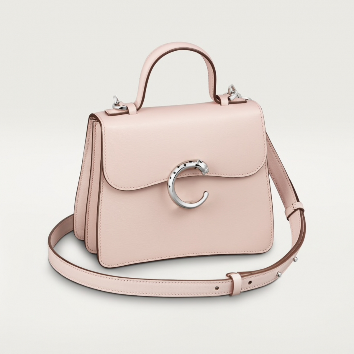 PANTHÈRE DE CARTIER 淺粉紅色小牛皮手袋 (迷你款)