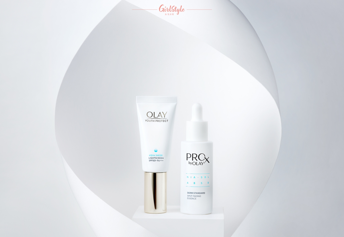 OLAY夏日必備CP「抗氧＋防斑」，當中新升級PROX by OLAY抗氧淡斑精華能針對根源穩定黑色素母細胞，改善色斑痘印的問題！
