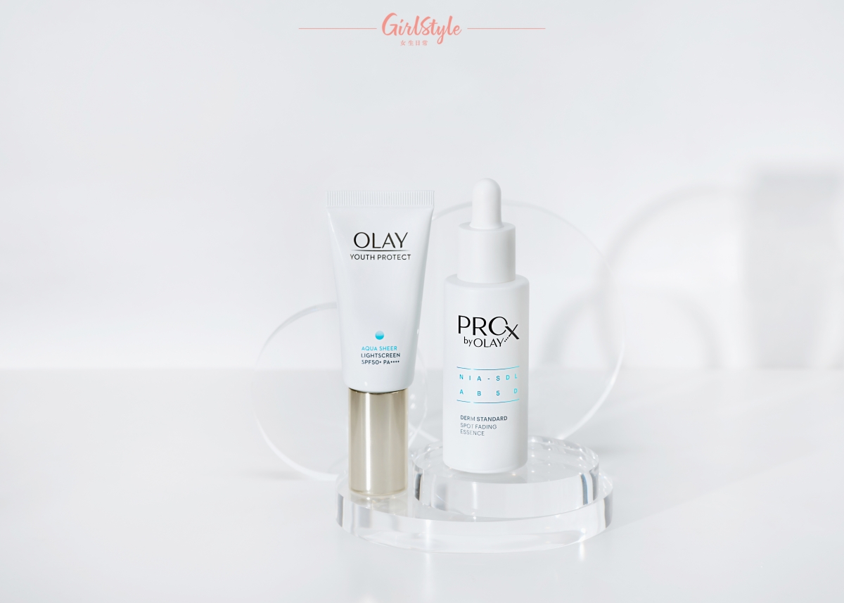 內在除了使用PROX抗氧淡斑精華，在外用上OLAY細胞級`防曬，能強效抗氧防斑，16倍抵禦曬黑***。