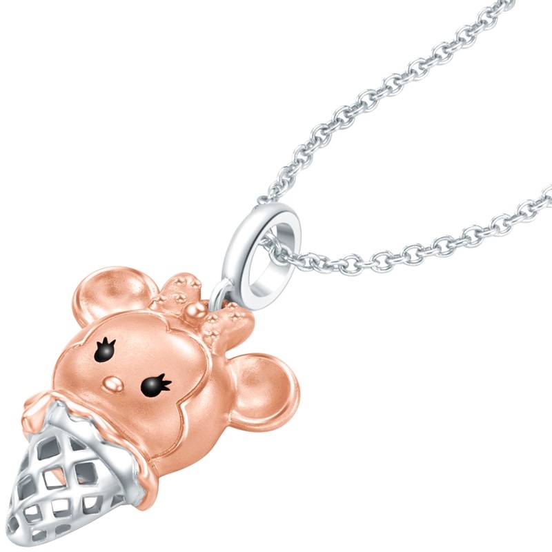 周大福米妮18K白色及玫瑰金色黃金吊墜