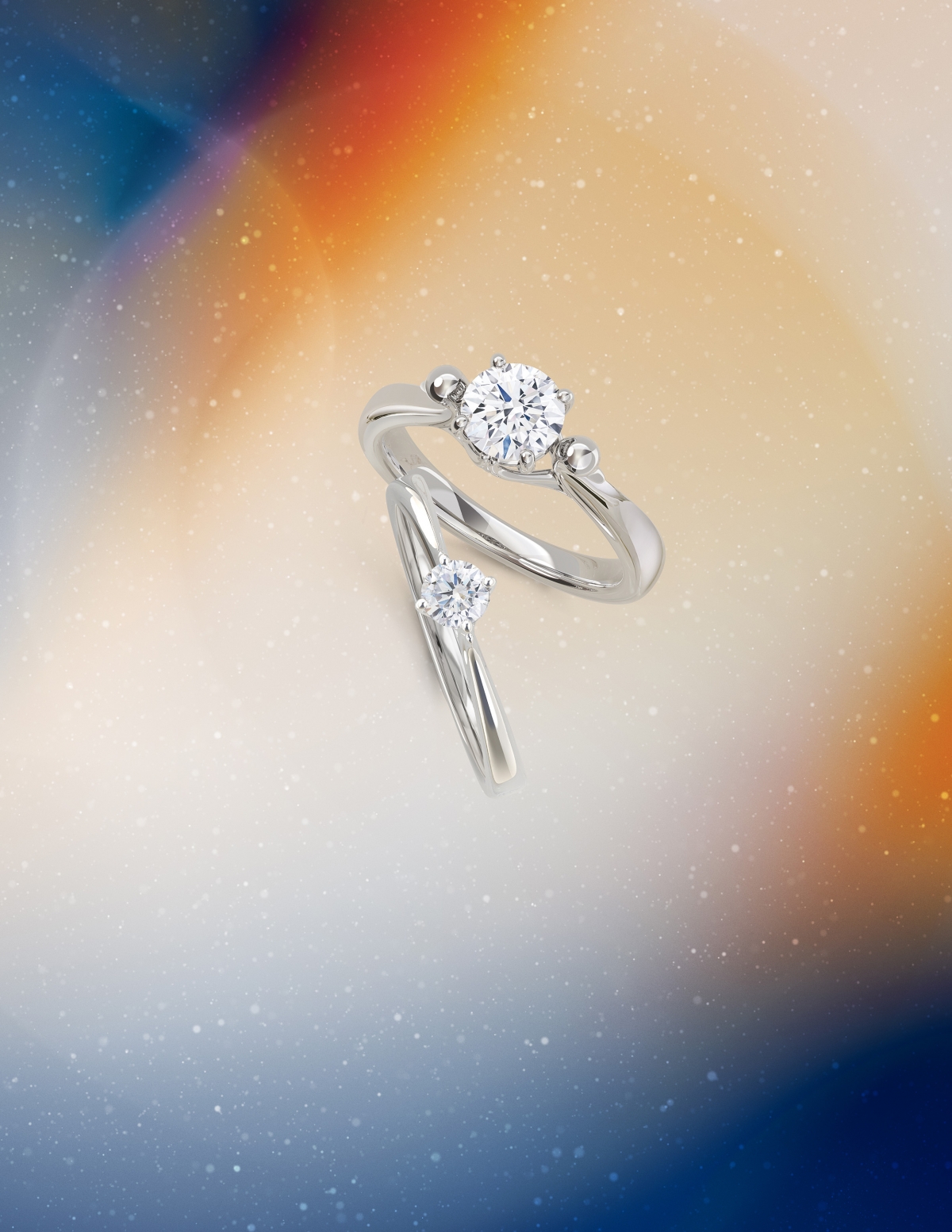 (上至下) Forevermark 天鵝系列 18K 白金鑽石戒指 HK$9,500 起、Forevermark 天鵝系列 18K 白金鑽石戒指 HK$9,400 起