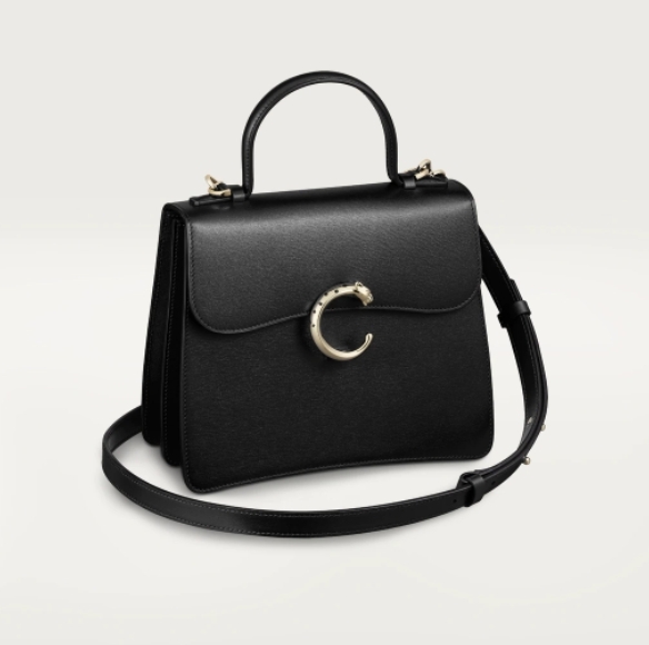 PANTHÈRE DE CARTIER 黑色小牛皮手袋 (小型款)