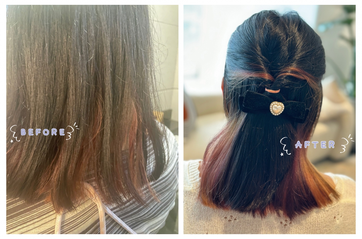 經漂染的Shana使用酸熱護理重塑美髮乳後?間撫平毛躁、顯光澤，編髮造型秒UP！