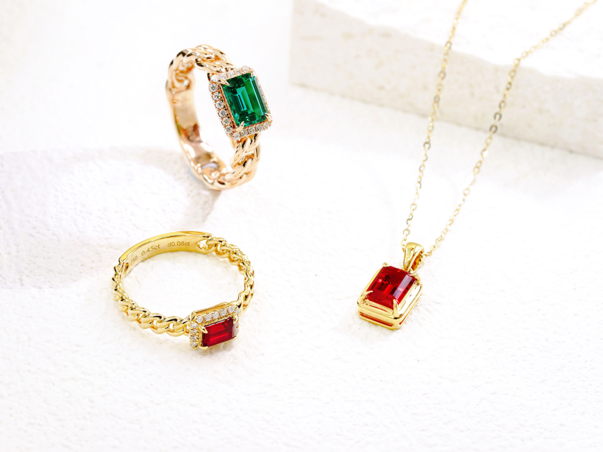 除了培育鑽石外，DIABOND也有提供培育寶石首飾。