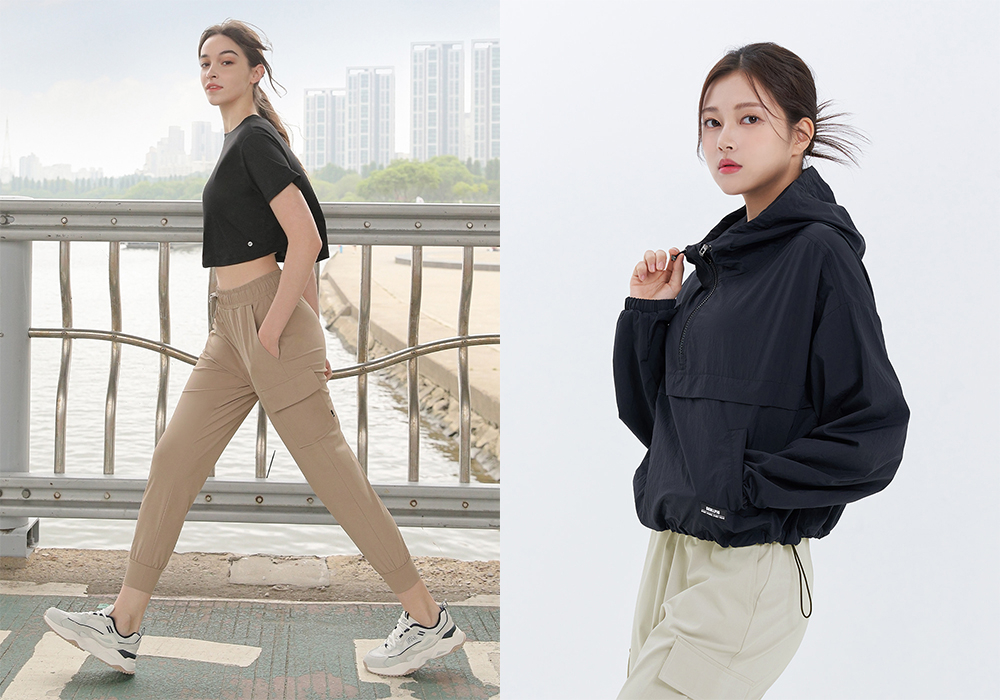 PLAX Venturi Cargo Jogger Pants在小腿部分做了收窄的設計,襯以運動功能感十足的Woven Crop Anorak,上下身的比例互相呼應,休閒又不失造型感。
