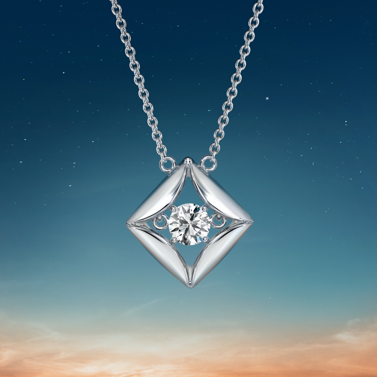 Forevermark Icon 18K 白金單顆美鑽頸鍊 HK$9,800 起