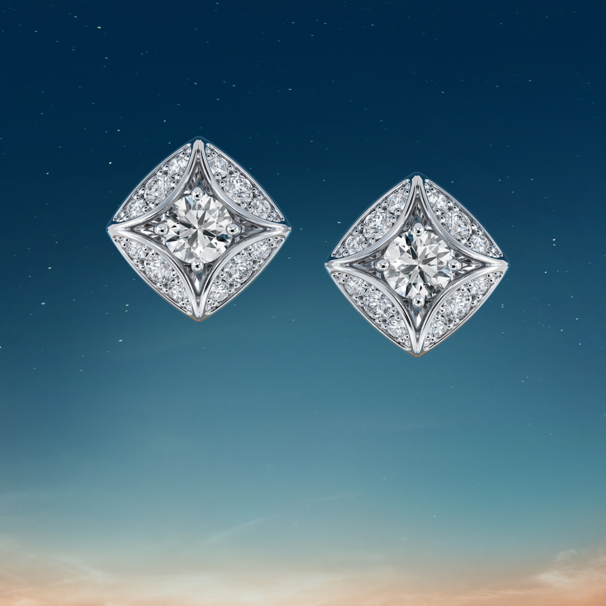 Forevermark Icon 18K 白金單顆美鑽配密鑲美鑽耳環 HK$24,200 起