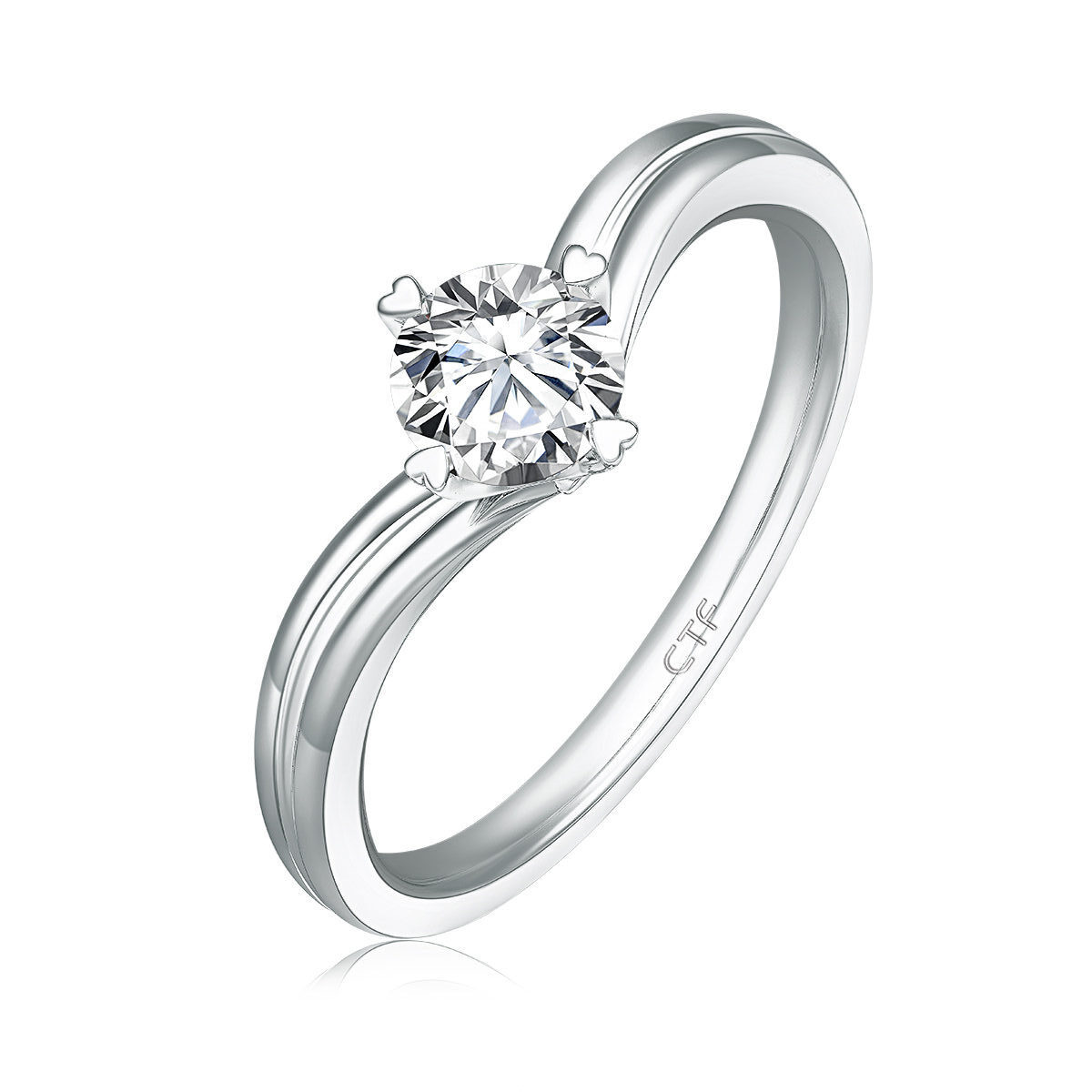 周大福「情繫」系列 18K白色黃金美鑽戒指 約$11,100起