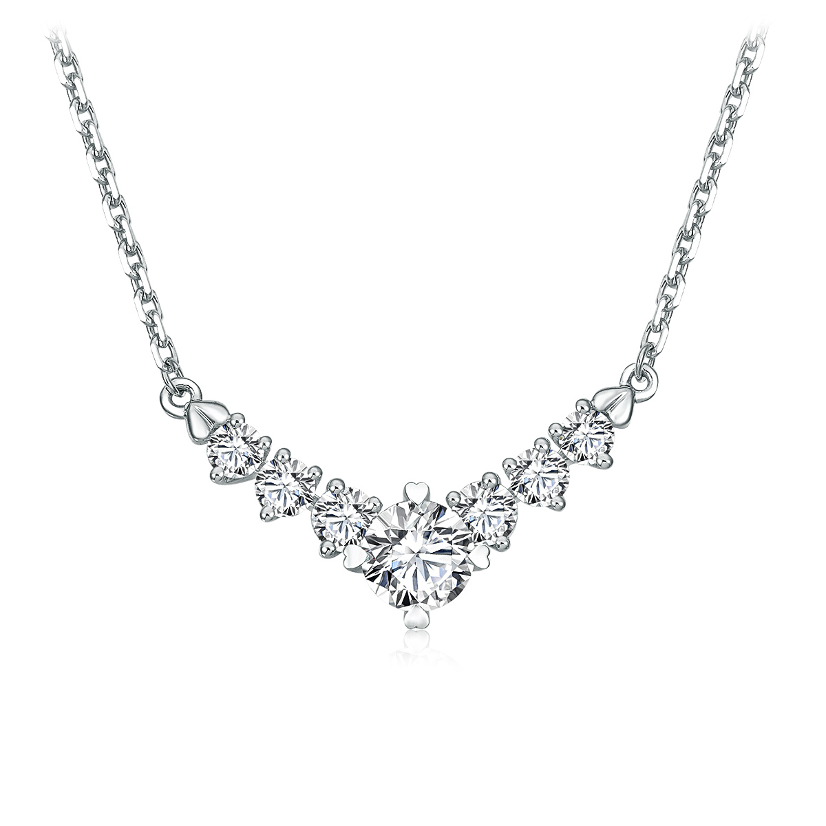 周大福「情繫」系列 18K白色黃金美鑽項鍊 約$14,200起