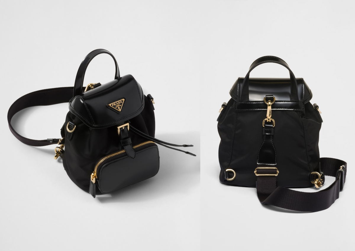 名牌背囊推介:Prada Re-Nylon 小號亮面皮革背囊(HK$ 18400)