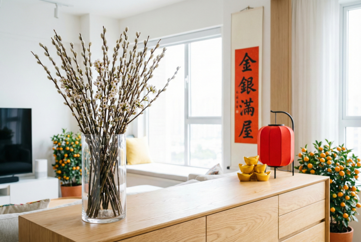 銀柳象徵招財進寶與金銀滿屋,是富有生氣且應節的吉祥年花。