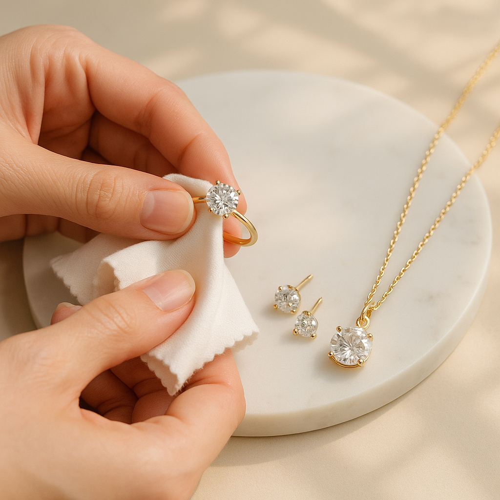 如果想保持莫桑石的閃耀光澤，定期清潔和妥善保養至關重要。