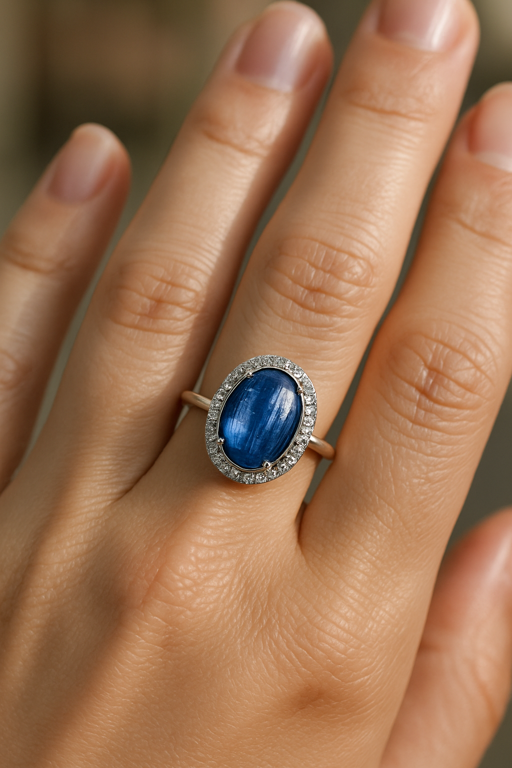 藍晶石佩戴左手吸收能量,平靜情緒;佩戴右手釋放壓力,增強表達。