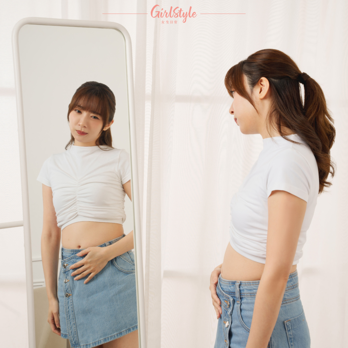 服用加拿大楓之寶燃脂瘦身益生菌150億前，美編的肚仔脹卜卜，腰部也幾乎沒有線條可言。