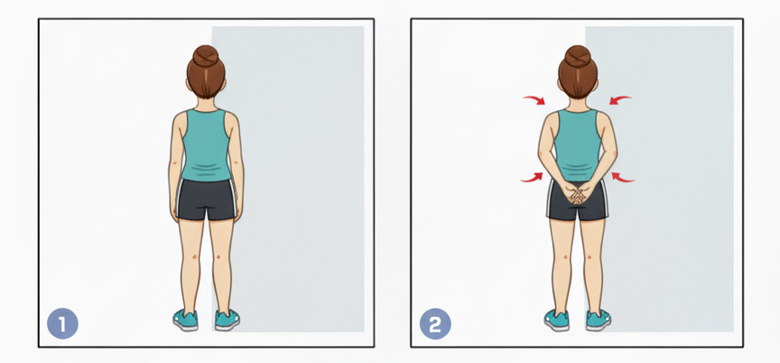 透過肩胛骨後收訓練能矯正駝背與圓肩、改善體態。