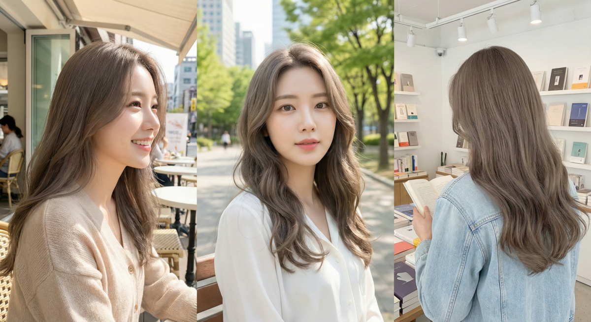 奶茶灰棕髮色融合柔和灰調與棕色，溫柔顯白、不易顯黃，免漂好駕馭，褪色自然且百搭。