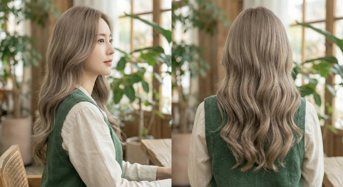 這款髮色不需漂髮即可呈現「高級冷淡風」，非常適合搭配極簡穿搭或俐落西裝，是職場女性提升專業感又不失時髦度的首選。
