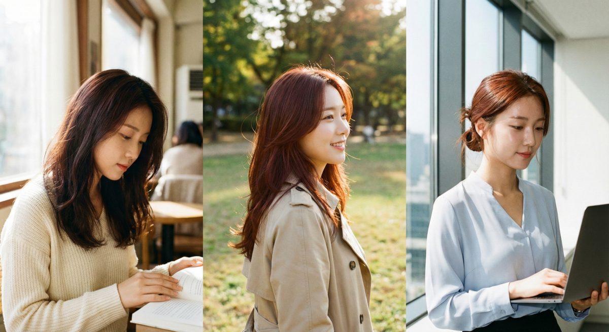 肉桂棕色以深棕融合暖紅調修飾暗沉、提亮黃膚，低調耐看又百搭，是不退流行的日常暖色髮色首選。