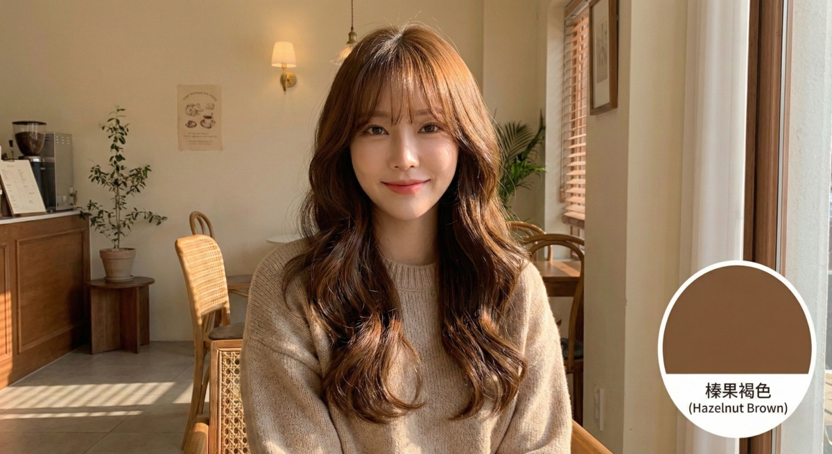 榛果褐色是 2025 年韓國「精緻歐膩風」的首選。它完美融合了木質調的沉穩與細微的琥珀冷感，色彩層次豐富卻不張揚。