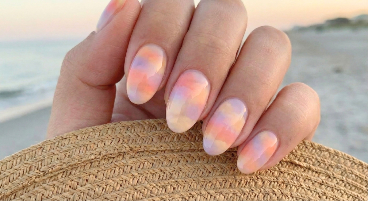 利用海綿拍打做出柔和的漸層過渡，將多種色彩無縫融合，避免色塊感。