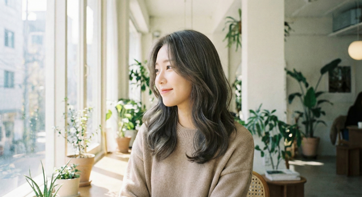 冷木灰棕色低調質感,微霧灰調室內深灰,陽光下柔和霧棕,褪色過渡自然。