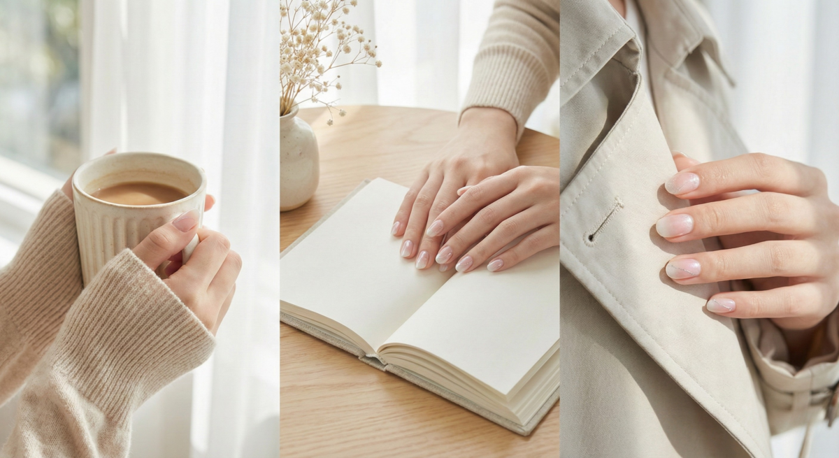 溫柔珍珠粉白漸層美甲融合珍珠光澤與柔和漸變,簡約中透著低調奢華與仙氣,是適合精緻女生的優雅款式。